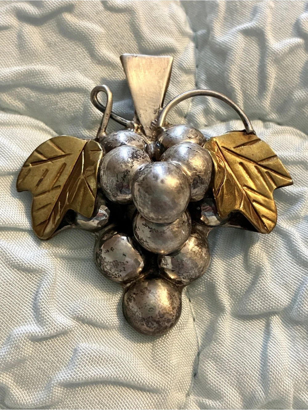 Taxco Mexico Sterling Grape Cluster Vintage Brooch or Pendant